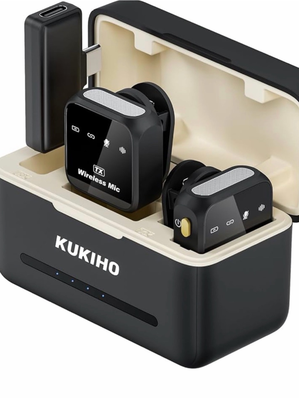 KUKIHO Wireless Lavalier Microphone for iPhone iPad Android With Charging Case.